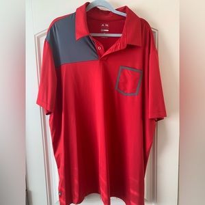 Adidas Puremotion Golf Shirt  
Mens Sz 2XL Red/Grey 
Pre-Owned, Great Shape